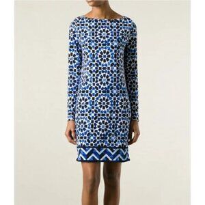 Blue Michael Kors geometric shift dress Size S